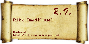 Rikk Immánuel névjegykártya